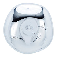 Shiny metallic bowl with a smooth, reflective surface and rounded, organic shape. Perfect for modern decor.