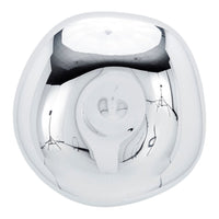 Shiny chrome finish with smooth, rounded shape and subtle reflections, offering a modern aesthetic.