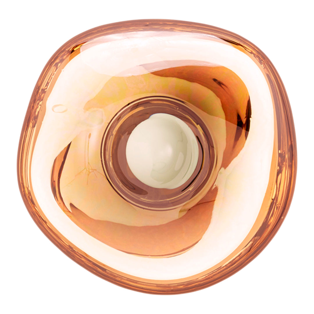 Amber and cream gradient with smooth, swirled patterns in an organic, rounded glass shape.