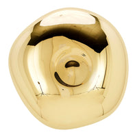 Shiny gold abstract sculpture with a smooth, irregular shape and reflective surface. Perfect for modern decor.