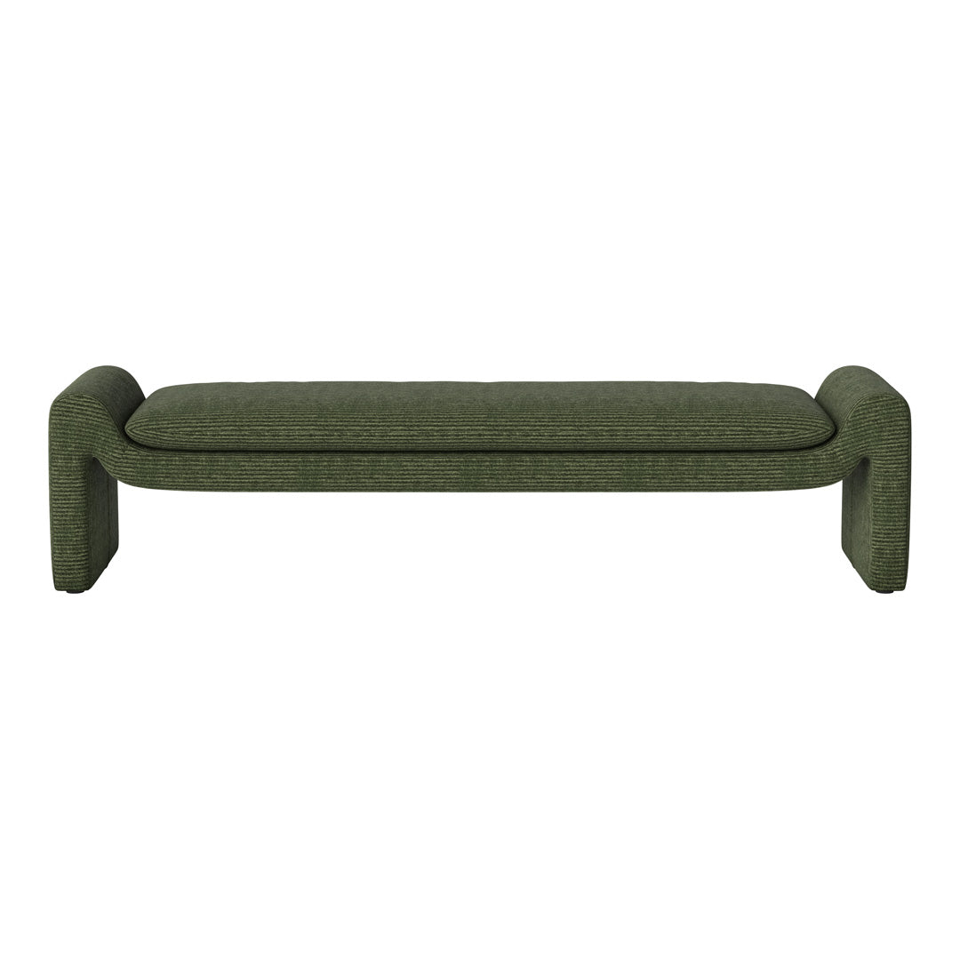 Green striped bench with a modern design, featuring subtle texture for a stylish touch.