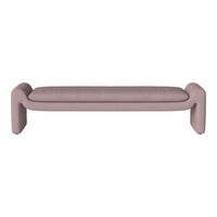 Light pink modern bench with smooth, curved edges and minimalistic design, perfect for contemporary spaces.