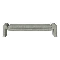 Gray textured upholstery with a subtle pattern on a modern bench. Perfect for contemporary decor.