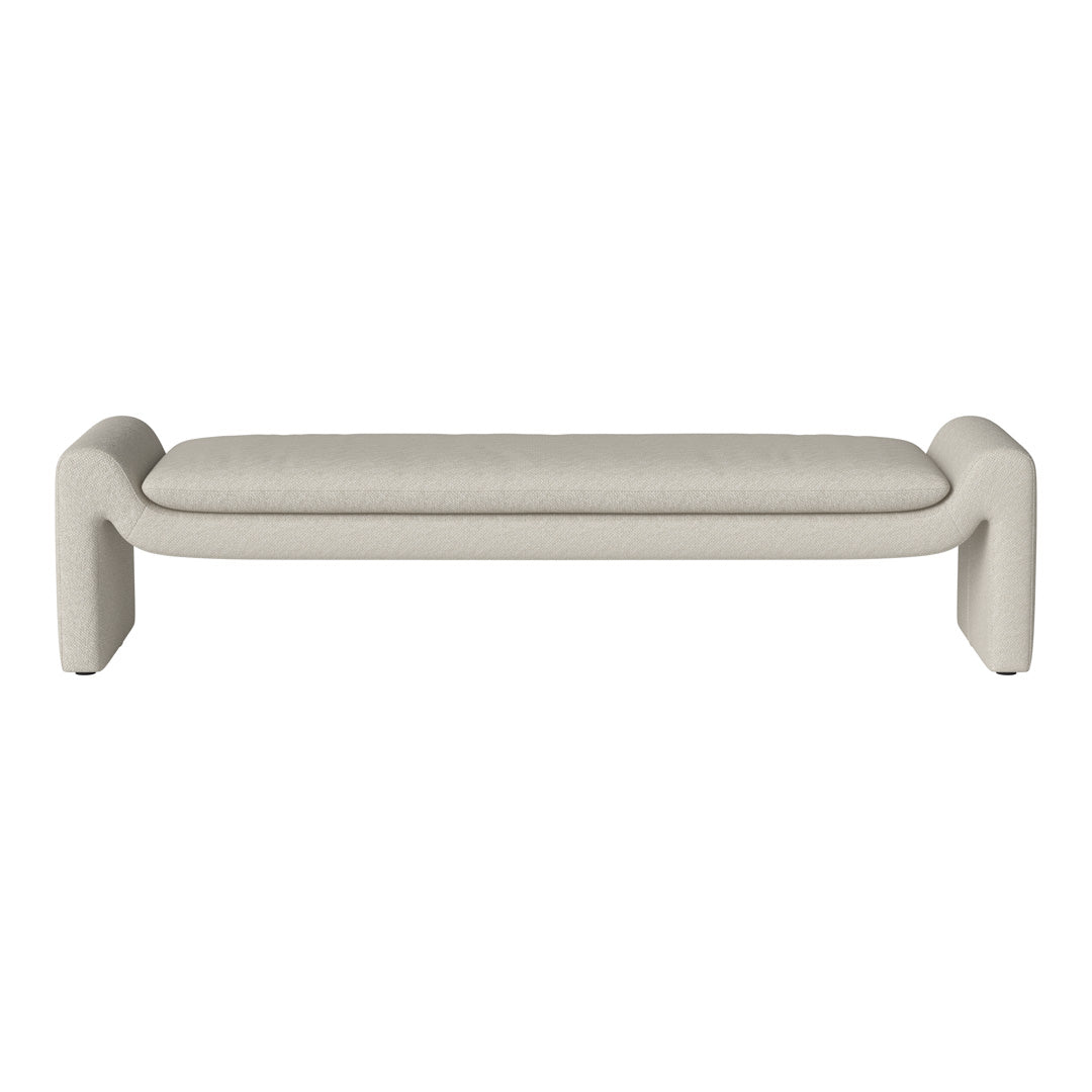 Light beige bench with a smooth, minimalist design and soft texture, perfect for modern interiors.