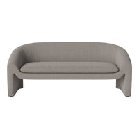 Gray upholstered sofa with subtle, ribbed texture and smooth, curved edges for contemporary elegance.