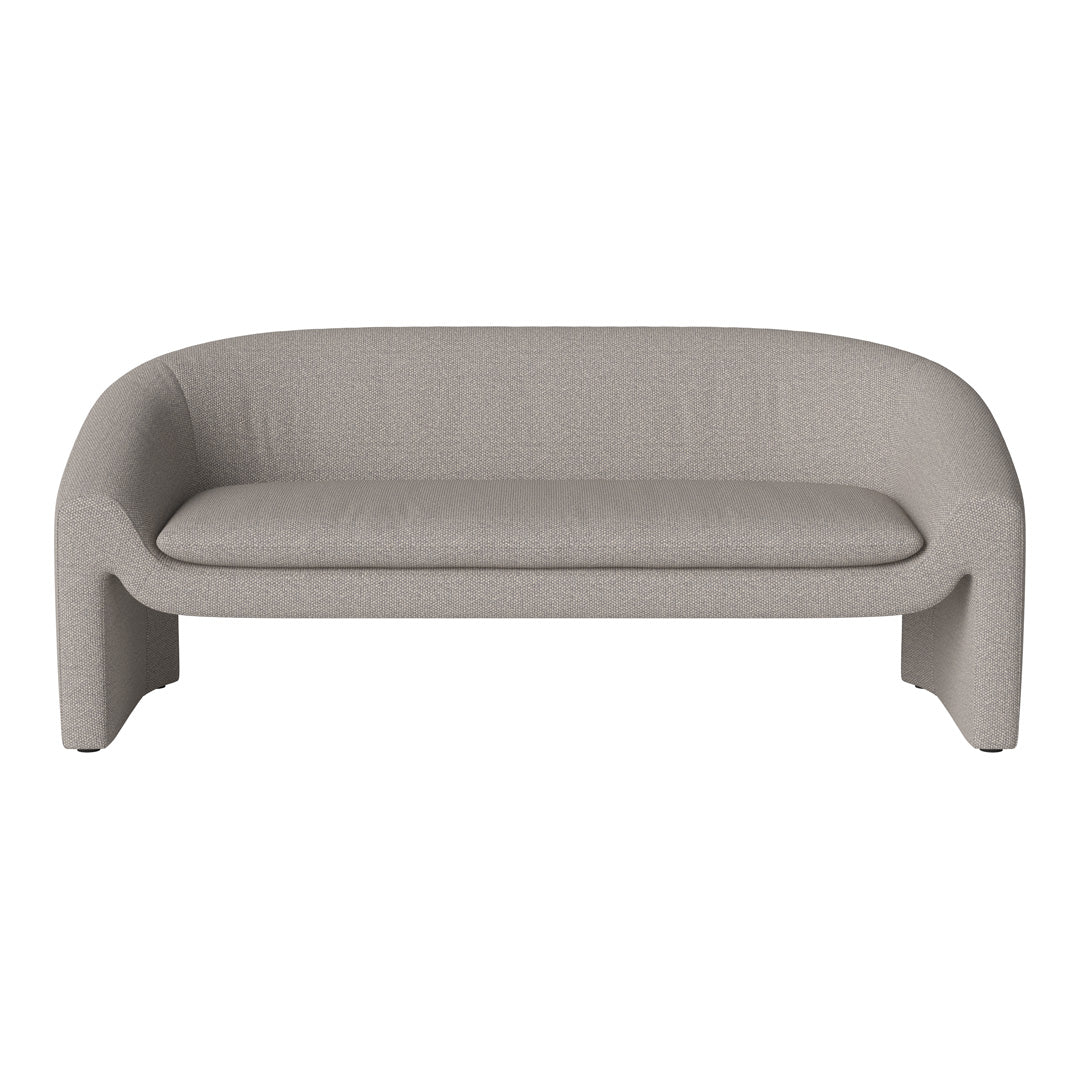 Modern light grey sofa with a smooth, textured fabric and minimalist design, perfect for contemporary spaces.