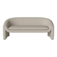 Light beige upholstered sofa with a textured pattern and smooth, rounded edges for a modern look.