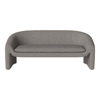 Gray textured sofa in a minimalist design, featuring soft curves and a neutral pattern, perfect for modern interiors.