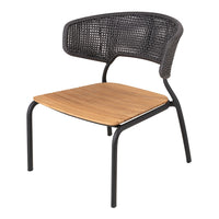 Black rattan chair with a natural bamboo seat, featuring a sleek minimalist design and a modern aesthetic.