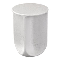 White speckled stool with a smooth, cylindrical shape and minimalist design. Ideal for modern decor.