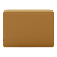 Solid mustard yellow upholstered storage ottoman with a sleek, modern design.
