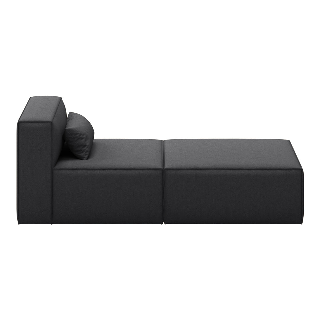 Black modular sofa with a sleek, minimalist design and smooth texture, featuring a subtle pattern for modern decor.