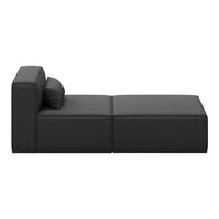 Black modular sofa with a sleek, minimalist design and smooth texture, featuring a subtle pattern for modern decor.