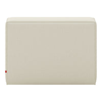 Beige upholstered ottoman with a smooth, solid surface and no visible patterns. Ideal for modern decor.