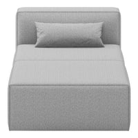 Gray upholstered daybed with subtle texture and included cushion. Modern minimalist design ideal for various decors.