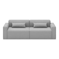 Gray modern sofa with clean lines and two matching cushions, perfect for contemporary decor.