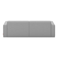 Stylish gray fabric sofa with a smooth texture and minimalist design, perfect for modern interiors.