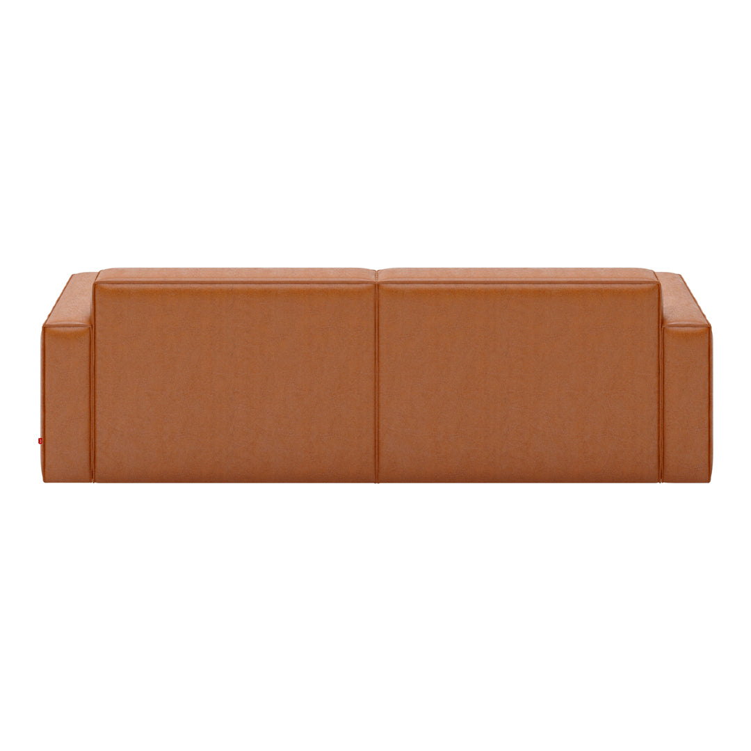 Modern brown leather sofa with a sleek, minimalist design and clean lines. Perfect for contemporary interiors.