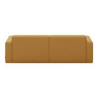"Stylish mustard yellow sofa with a sleek, modern design and minimalistic pattern, perfect for contemporary decor."