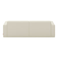 Cream-colored minimalist sofa with smooth, flat surfaces and subtle geometric pattern. Ideal for modern interiors.