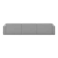 Modern gray sofa with a sleek, minimalist design and subtle texture, perfect for contemporary decor.