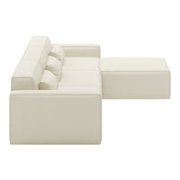 Modern white leather sofa with clean lines and subtle texture. Perfect for minimalist decor.