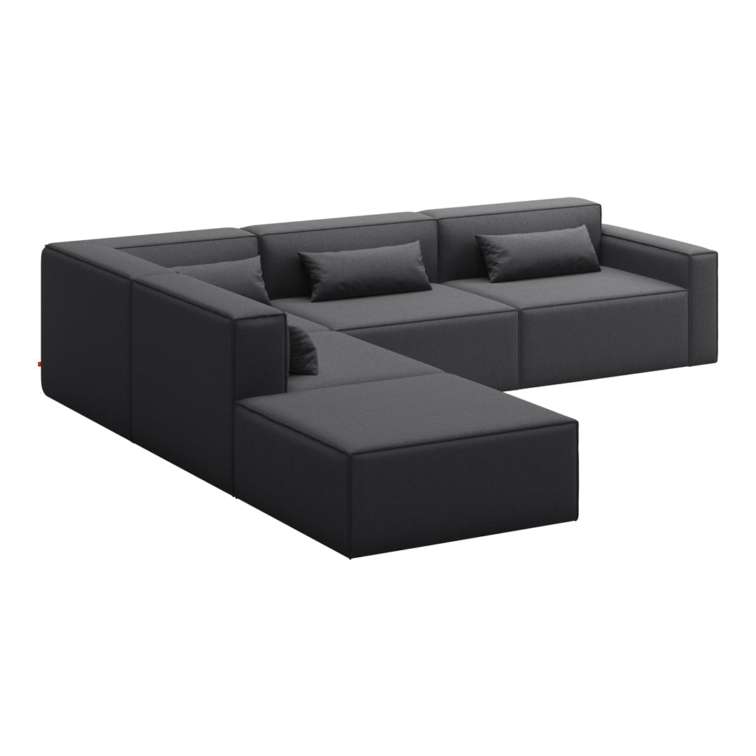Modern black sectional sofa with a sleek, minimalist design and smooth upholstery. Perfect for contemporary interiors. 