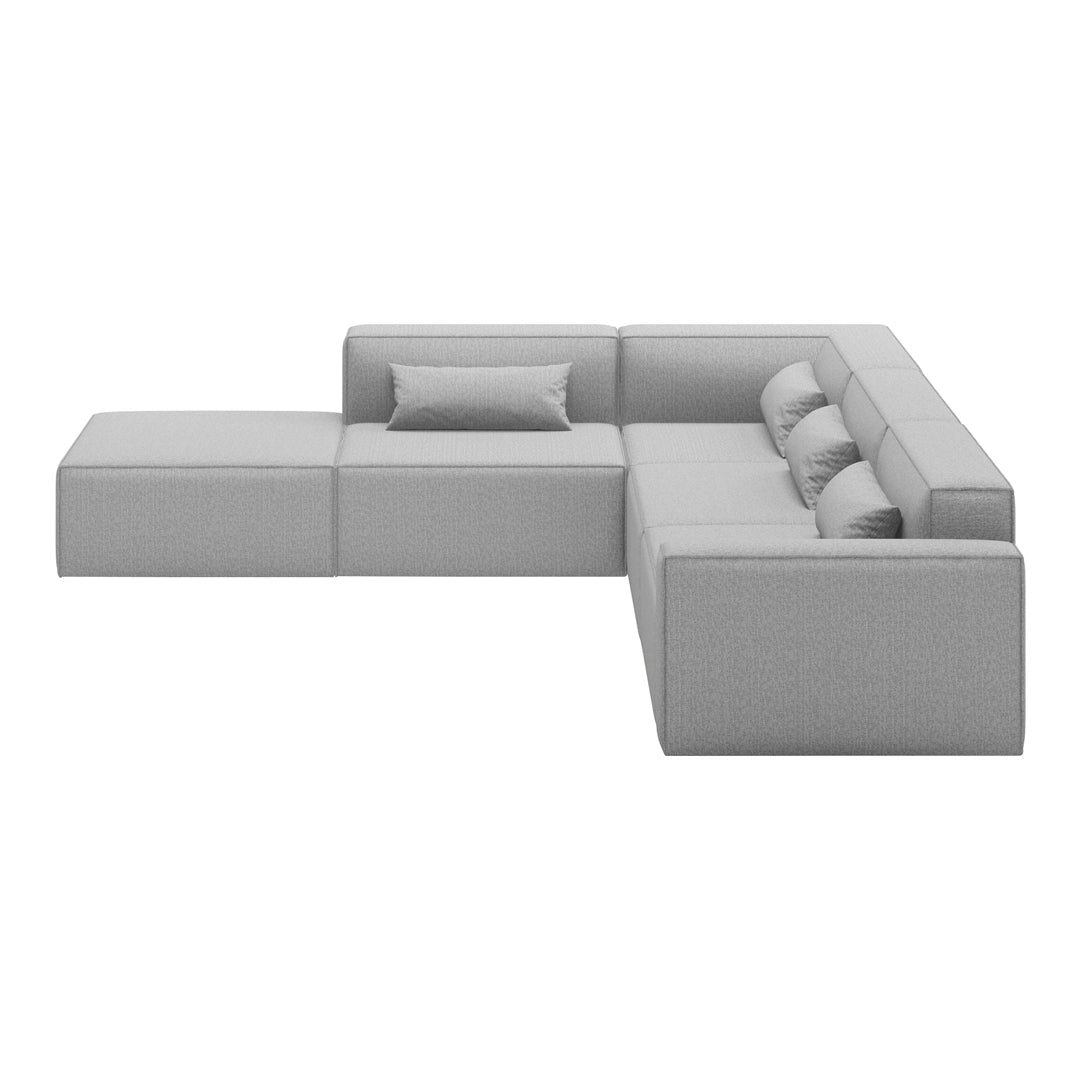 Modern gray sectional sofa with clean lines and subtle texture, featuring plush cushions for added comfort.