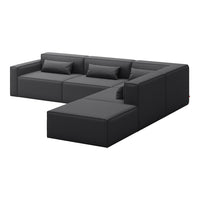 Modern black sectional sofa with a sleek, minimalist design and subtle texture. Ideal for contemporary interiors.