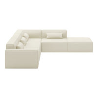 Modern cream sectional sofa with a sleek design and subtle texture, featuring plush cushions for added comfort.