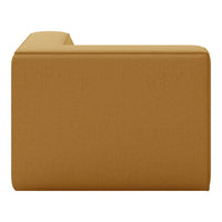 Solid mustard yellow upholstery with a smooth, textured finish. Ideal for modern minimalist decor.