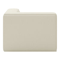 Beige fabric sectional sofa with a smooth, solid color design, perfect for modern decor.