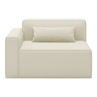 Cream-colored modern sofa with a sleek design and soft cushion, featuring a smooth, minimalist texture.