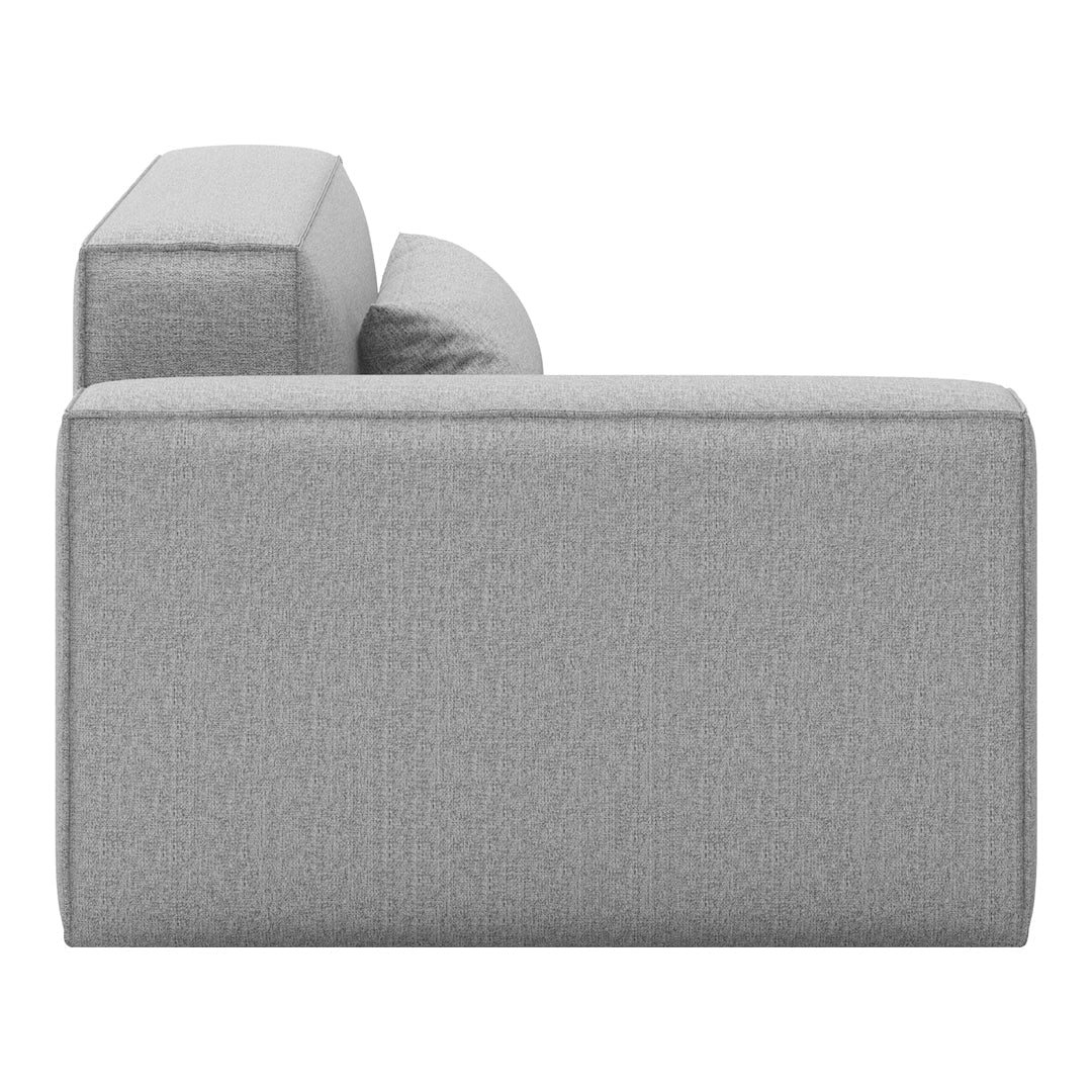 Gray fabric sofa with a smooth texture and simple, modern design. Ideal for contemporary living spaces.