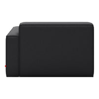 Black fabric modular sofa section with a sleek, minimalist design and clean lines. Perfect for modern living spaces.