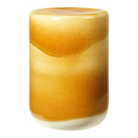 Glazed ceramic vase in vibrant shades of golden yellow with a smooth gradient pattern.