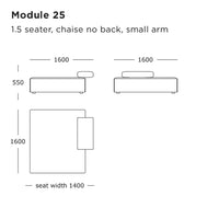 "Module 25 chaise in solid color design, featuring clean lines and modern aesthetic."