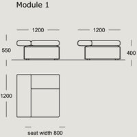 "Minimalist furniture design diagram with simple lines, dimensions, and a neutral color palette."