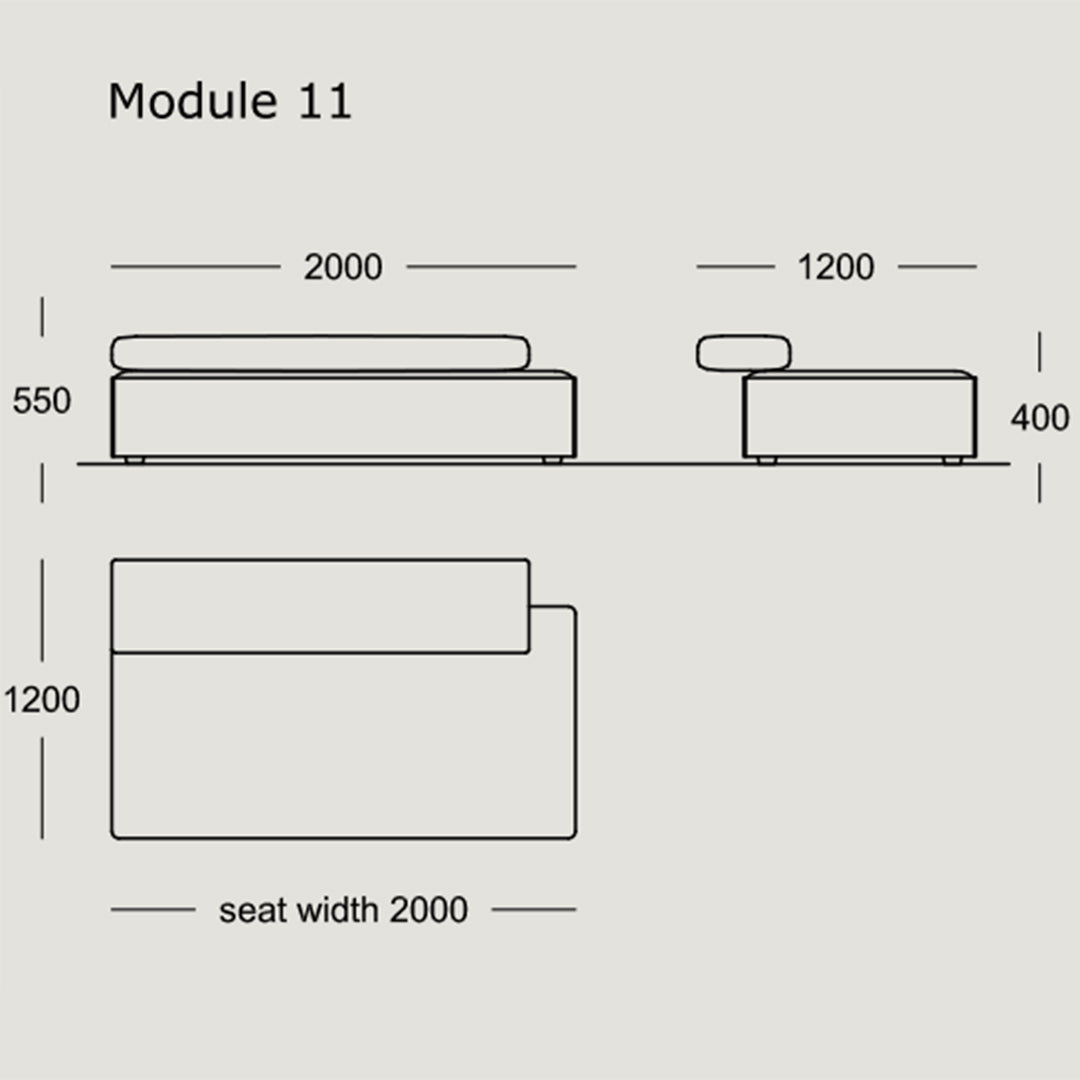 "Stylish modular sofa design in neutral tones with sleek, modern lines and minimalistic pattern."