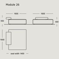 "Modern sofa module in neutral tones with clean lines, featuring a smooth fabric pattern."