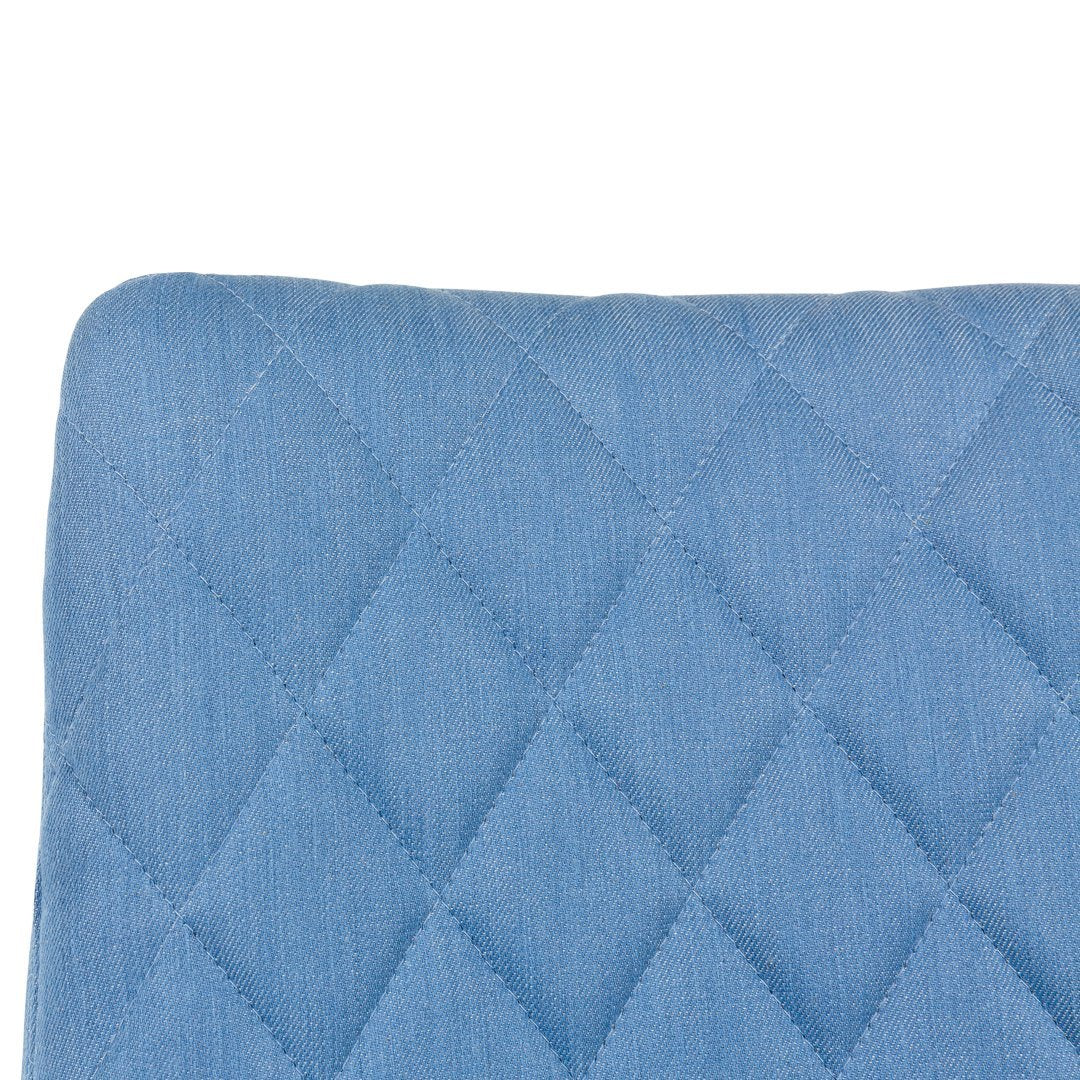 Diamond-patterned blue fabric with a soft texture, perfect for stylish home decor.