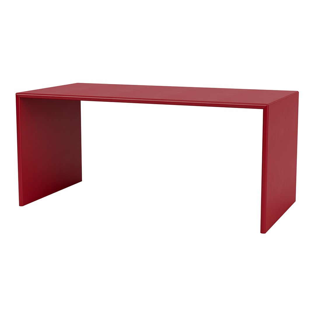 Red modern console table with a sleek, minimalistic design and smooth, matte finish. Perfect for contemporary spaces.