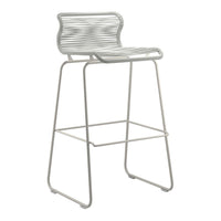 Stylish white bar stool featuring a sleek, wavy pattern and minimalist design, perfect for modern decor.
