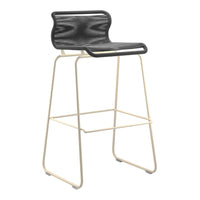 Black and cream bar stool with a sleek, wavy pattern and minimalist design. Ideal for modern decor.