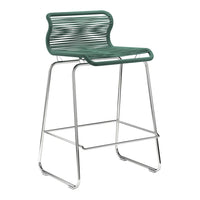 Green-striped bar stool with a sleek chrome frame, perfect for modern decor.