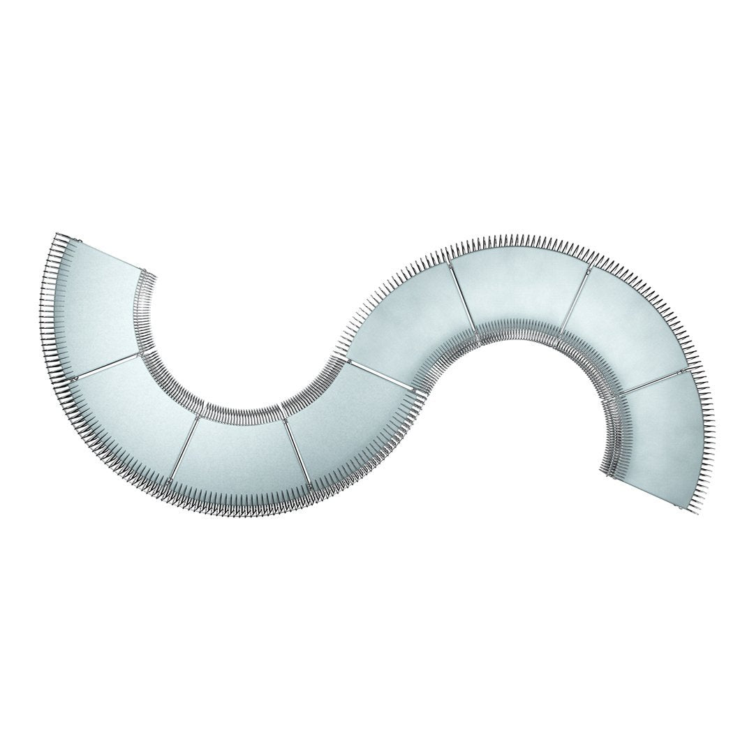 Curved translucent light blue plastic panels with a metallic silver border, featuring smooth, sleek patterns.