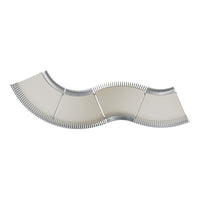 Curved silver metal trim with alternating cream-colored panels and a zigzag pattern, perfect for stylish decor.