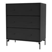 Sleek black dresser with matte finish and minimalist design, featuring three spacious drawers. Perfect for modern decor.