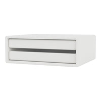 Minimalist white drawer unit with sleek gray accents, perfect for modern decor.
