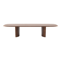 Stylish walnut coffee table with a smooth, natural finish and rounded edges, showcasing a rich brown color and minimalist design.